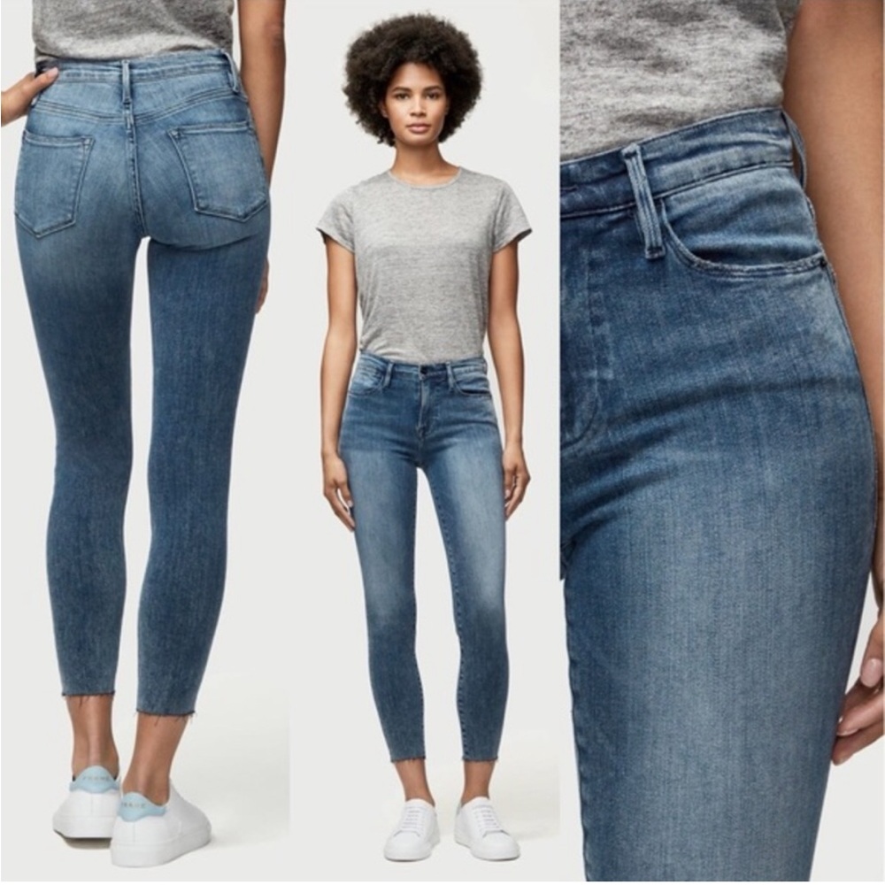 FRAME Le High Skinny Beat Wash Raw Hem Skinny Jeans Size 27